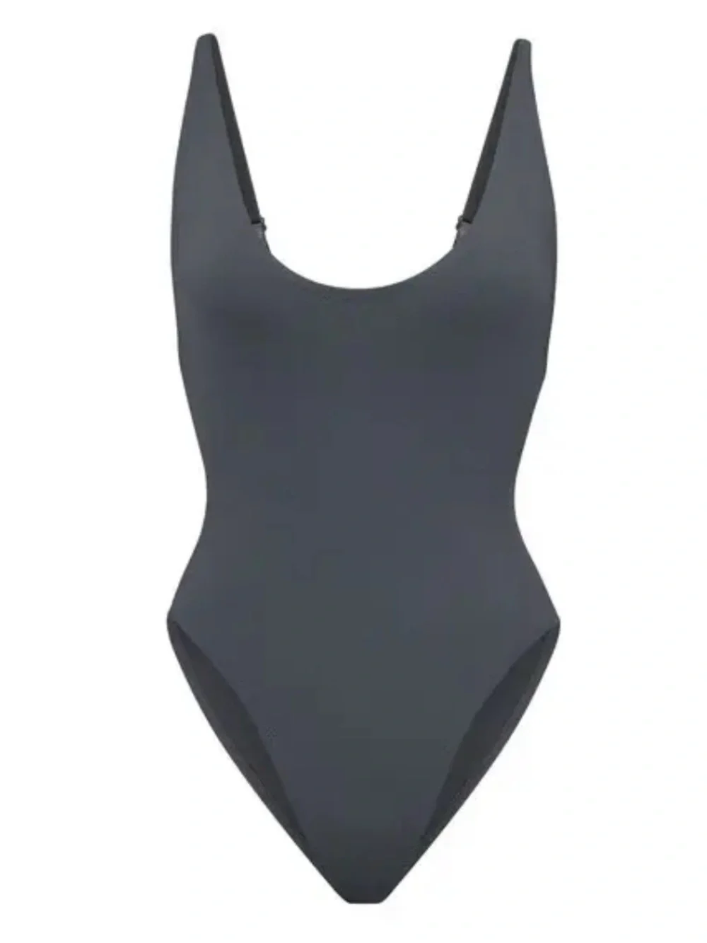 Skims Signature Swim Scoop Neck One-Piece Swimsuit in Gunmetal Women’s L